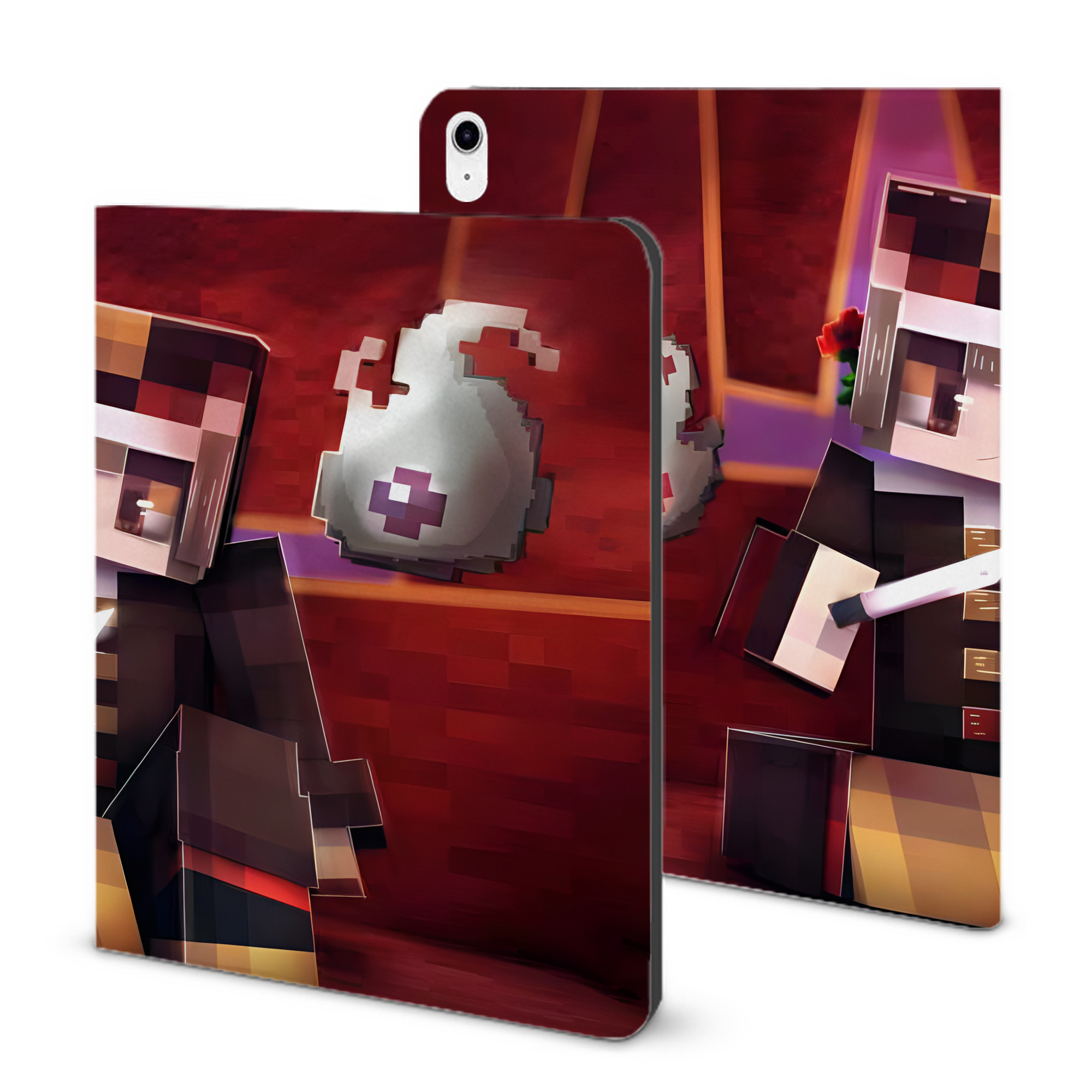 （画像用） マインクラフト ブロックの世界 Minecraft MC Block world IPad ケース ブック型 PUレザー TPU 耐衝撃 軽量 薄型 ペン収納なし 全面保護 IPad 各モデル対応